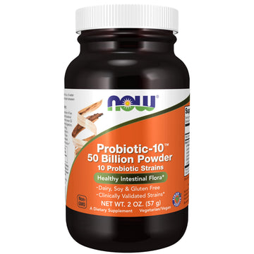 NOW Supplements Probiotic-10™ Powder 50 Billion with 10 Probiotic Strains Strain Verified 2-Ounce - VIVRA LIFESTYLE WELLNESS