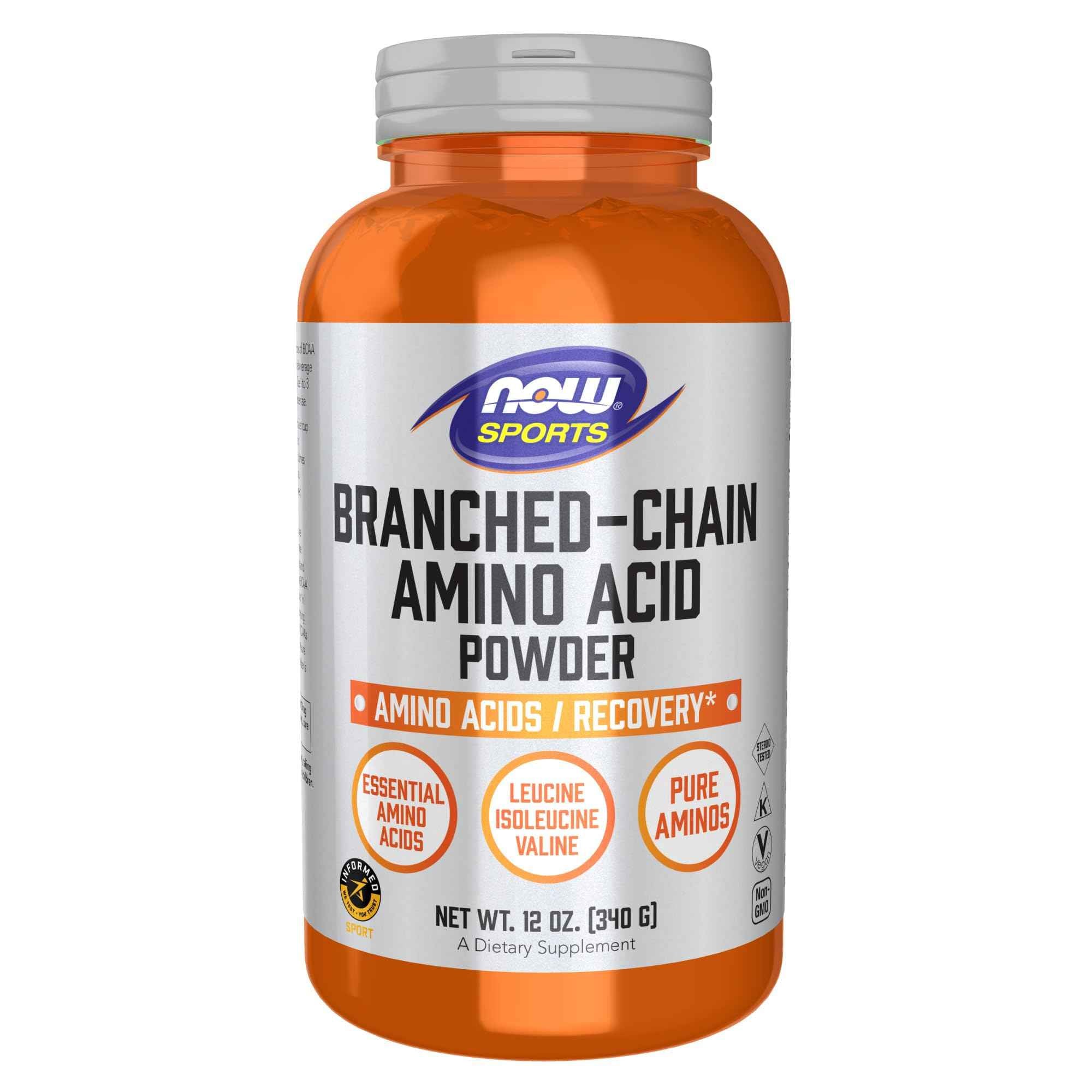 NOW Foods Sports Nutrition Branched Chain Amino Acid Powder with Leucine Isoleucine and Valine 12-Ounce