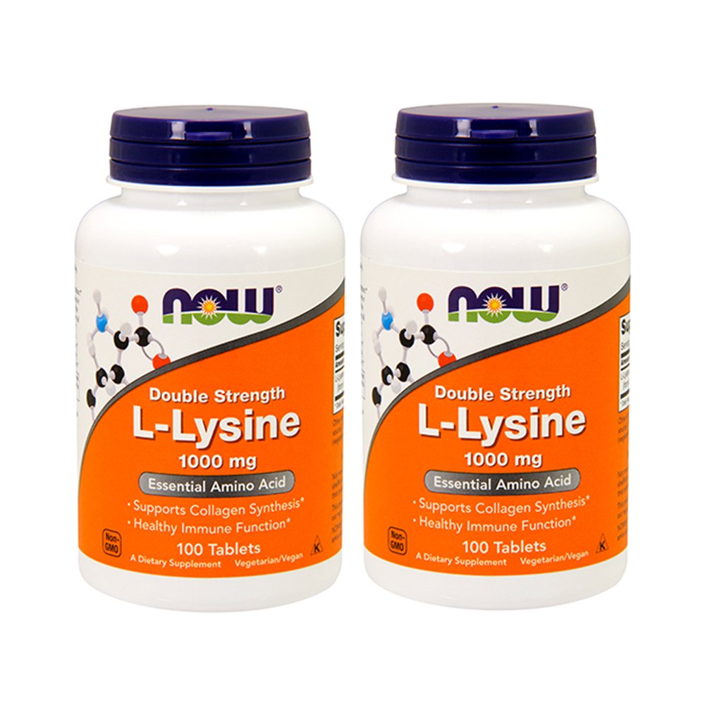 NOW Foods L-Lysine 1000mg 100 Tablets (Pack of 2)