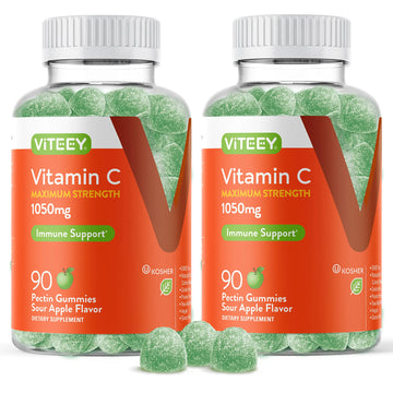 Max Strength 1050mg Vitamin C Gummies - Immune Boost - Vegan Sour Apple Flavor - 180 Count