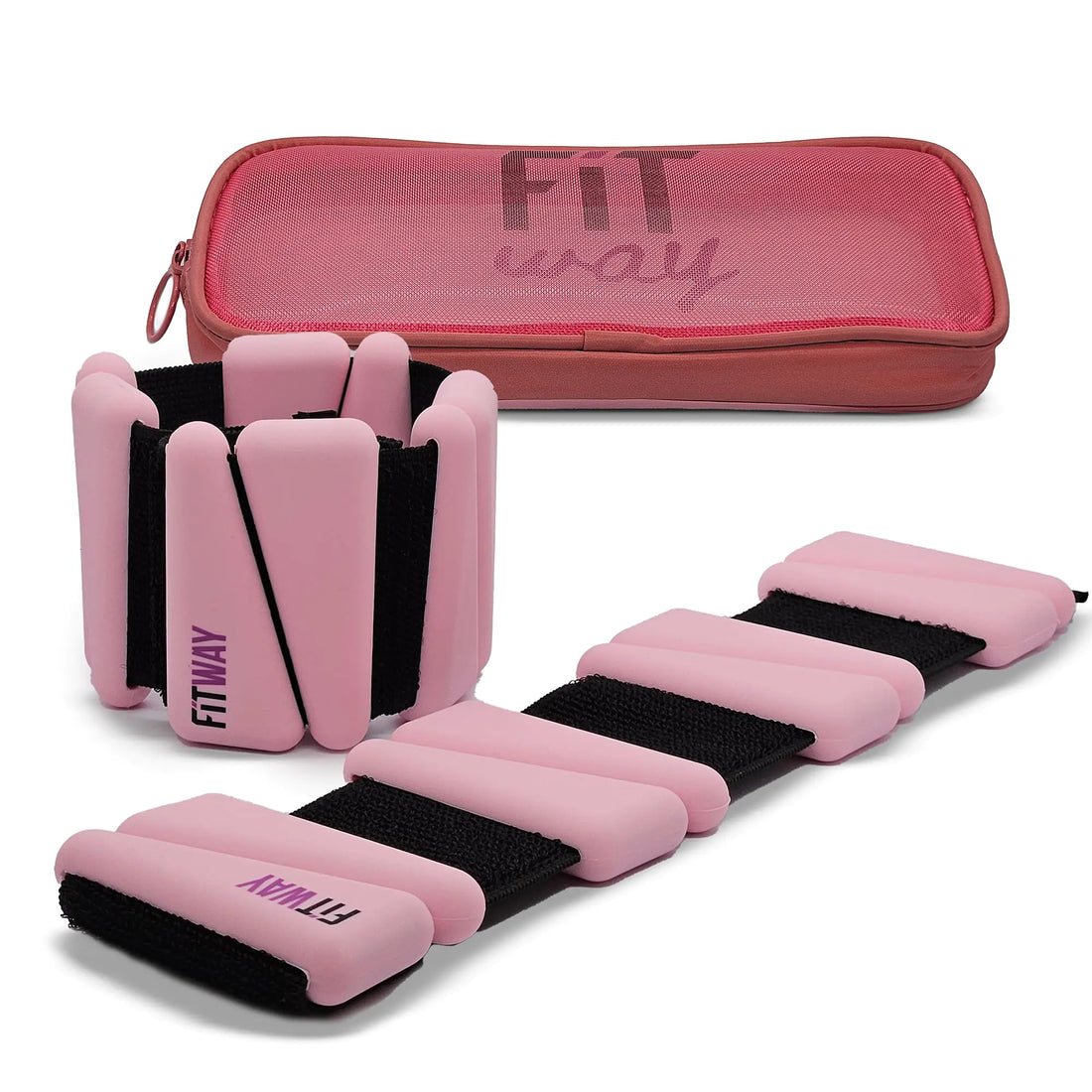 FlexFit 2lb Adjustable Ankle/Wrist Weights - Silicone, Waterproof - Pink