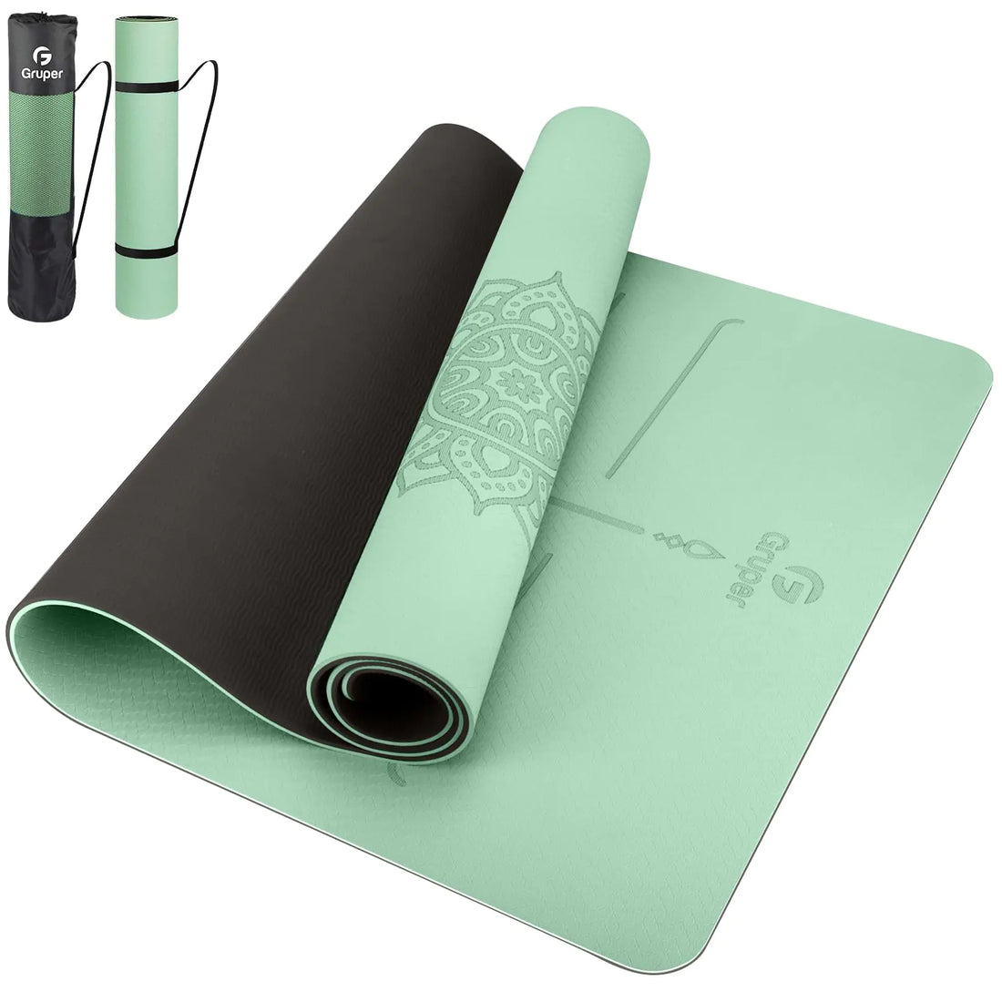 Yoga Mat Non Slip TPE Thick Yoga Mat with Alignment MarkLarge Size 72"L x 32"W x 0.32"Th Anti-Tear Exercise & Fitness Mat for Yoga Pilates & Floor Workouts (Green)