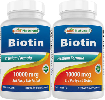 Pure Biotin 10000 mcg Dual Pack 365 Tablets Each