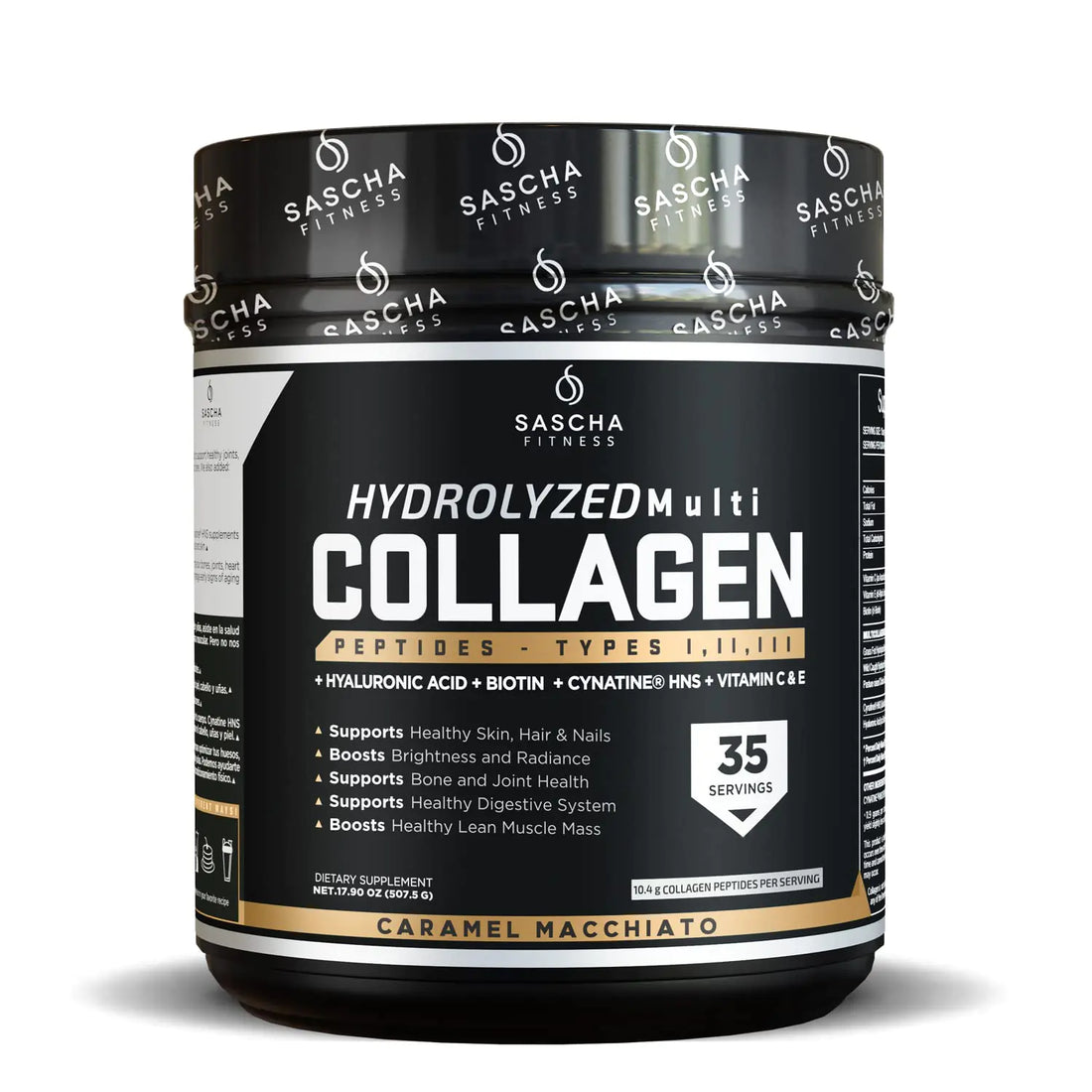 SASCHA FITNESS Hydrolyzed Collagen Peptide Blend with Hyaluronic & Biotin | Caramel Macchiato