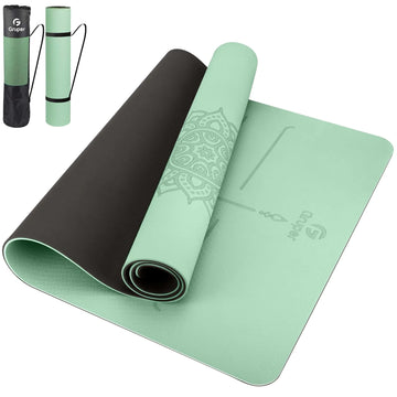 Yoga Mat Non Slip TPE Thick Yoga Mat with Alignment MarkLarge Size 72"L x 32"W x 0.32"Th Anti-Tear Exercise & Fitness Mat for Yoga Pilates & Floor Workouts (Green)
