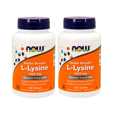 NOW Foods L-Lysine 1000mg 100 Tablets (Pack of 2)