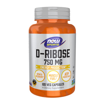 NOW Sports Nutrition D-Ribose 750 mg Certified Non-GMO Energy Production* 120 Veg Capsules