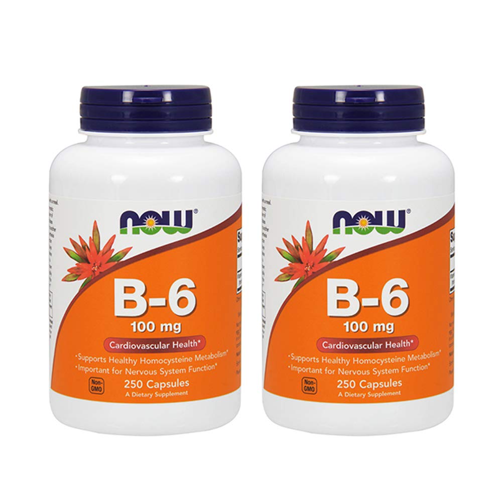 Cápsulas NOW B-6 de 100 mg, paquete doble