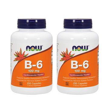 Cápsulas NOW B-6 de 100 mg, paquete doble