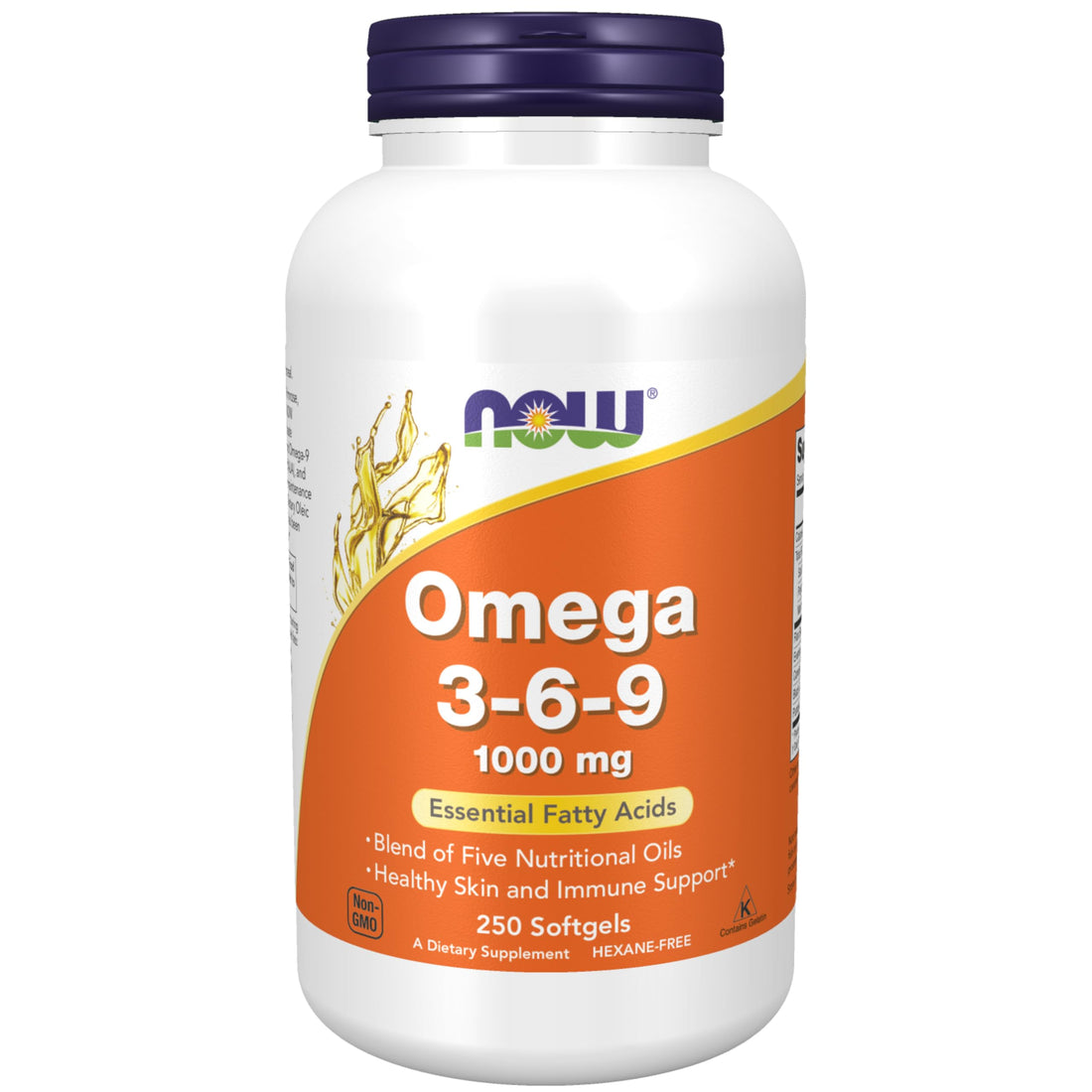 NOW Supplements Omega 3-6-9 1000 mg with a blend of Flax Seed Evening Primrose Canola Black Currant and Pumpkin Seed Oils 250 Softgels