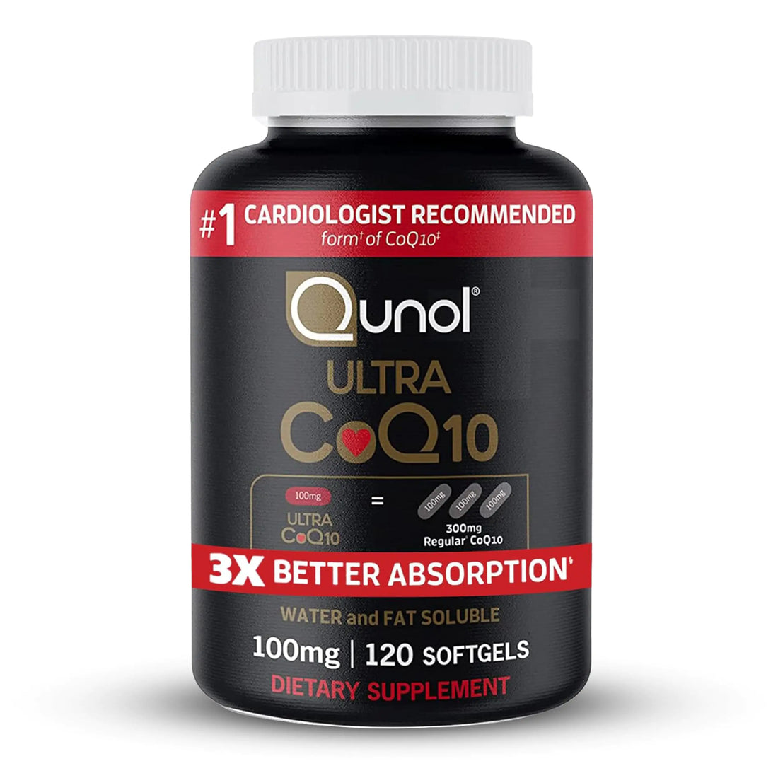 Qunol Ultra CoQ10 100mg Softgels for Heart Health & Energy