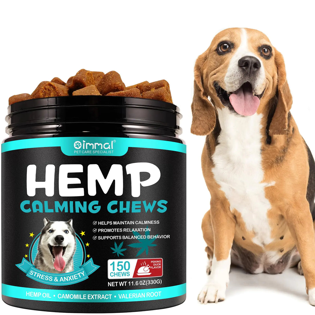 Hemp Calming Chews for Dogs 150 Count (11.6 oz) Dog Calming Treats Helps with Dog Anxiety Separation Barking Stress Relief Melatonin for Dogs Sleep Calming Aid for All Breeds & Sizes