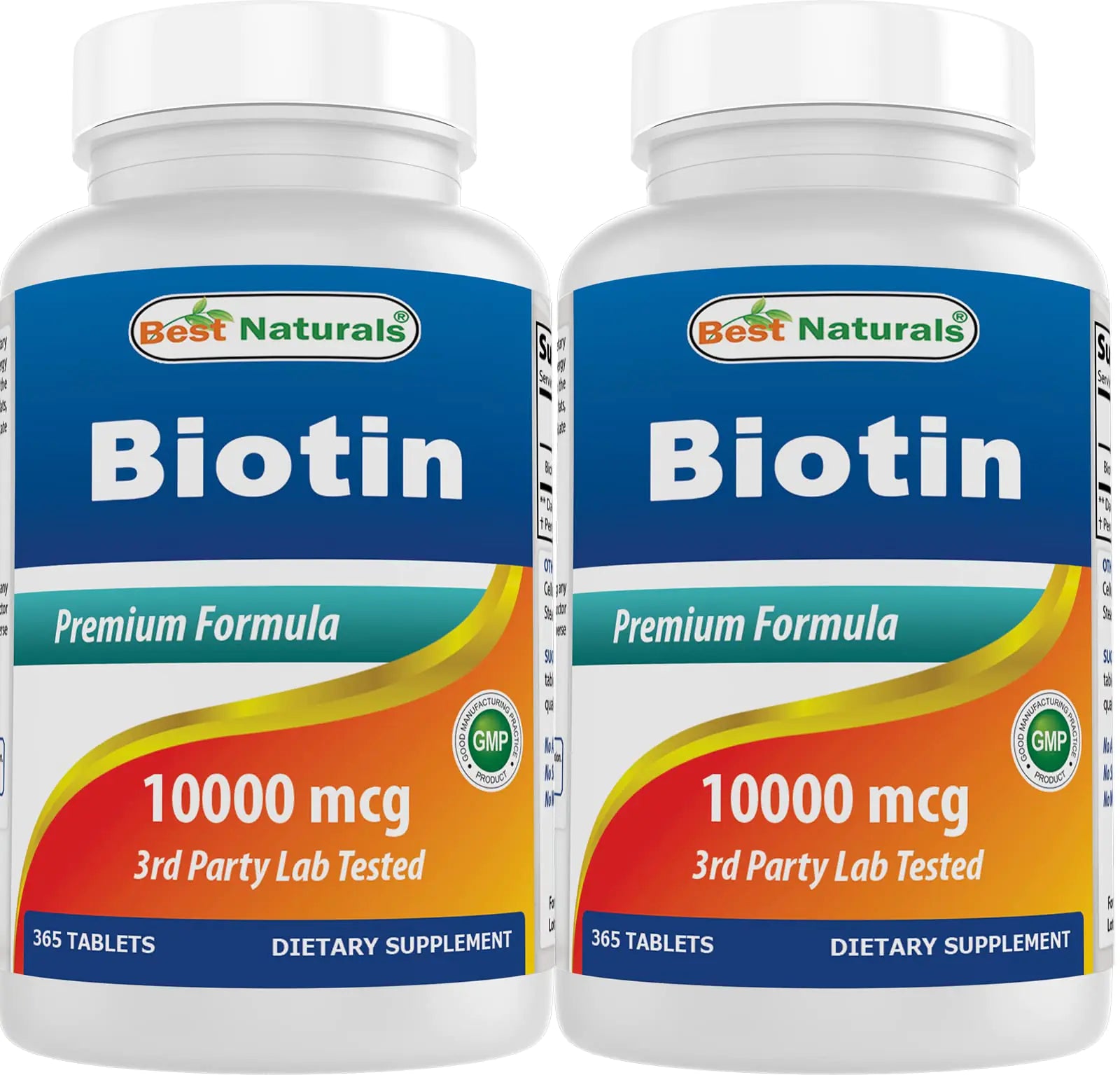 Pure Biotin 10000 mcg Dual Pack 365 Tablets Each